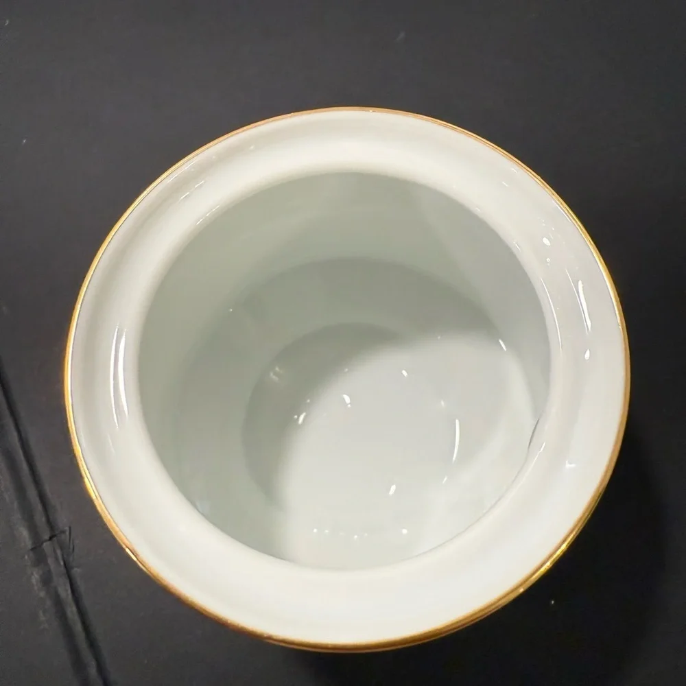 Noritake China: Creamer & Sugar Bowl Courtney Pattern 6520 White & Gold Vintage